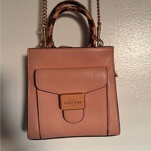 Coach Peach Mini Bag with Gold Accents
